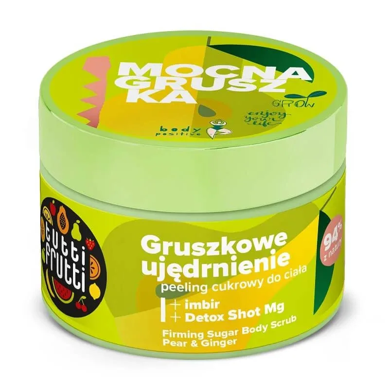 Farmona Tutti Frutti Exfoliant de corp cu zahăr ferm pentru pere și ghimbir + Detox Shot Mg, 300g — preț și oferte