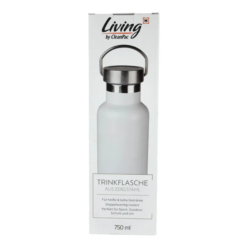 CleanPac, Sticlă din oțel inoxidabil, alb, 750ml — preț și oferte