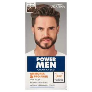 Joanna Power Men Color Cream 3in1 Culoare pentru barbă și păr 04 Natural Brown, 30g