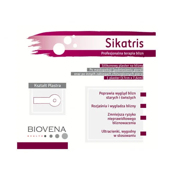 Sikatris, plasture pentru cicatrice, silicon după mastopexie, 17 cm x 7,6 cm, 1 bucată — preț și oferte