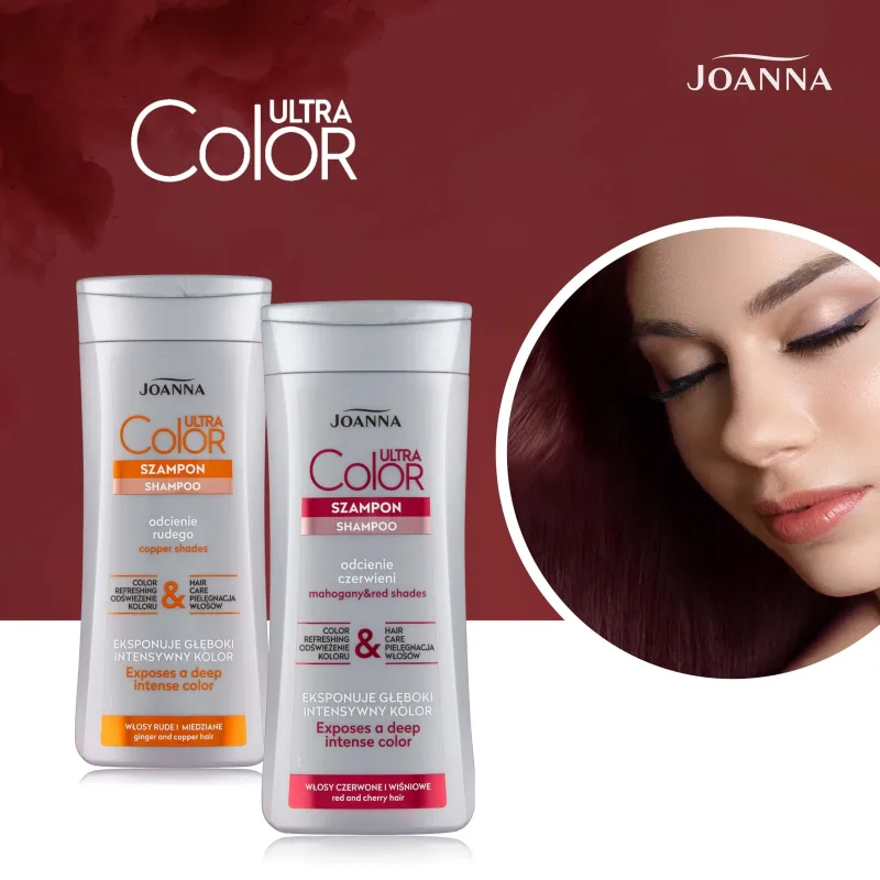 Joanna Ultra Color, șampon pentru păr, nuanțe de roșu, 200 ml — preț și oferte