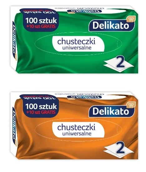 Delikato, cutie de șervețele cu 2 straturi, 100 + 10 buc. — preț și oferte