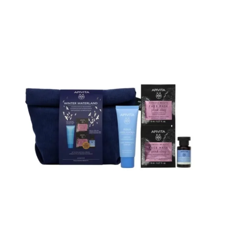 APIVITA Set Crema Aqua Beelicious, 40ml + Lotiune hidratanta, 20ml + Masca de fata Pink Clay — preț și oferte