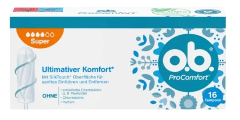 O.B. ProComfort, Super, tampoane sanitare, 16 buc — preț și oferte