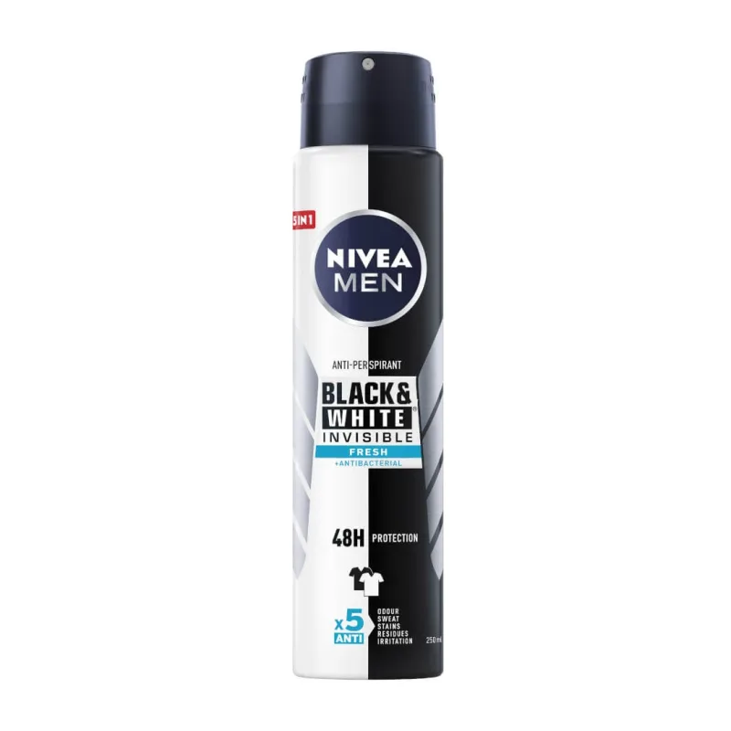 Nivea Men Black amp;White Spray antiperspirant Invisible Fresh, 250ml — preț și oferte
