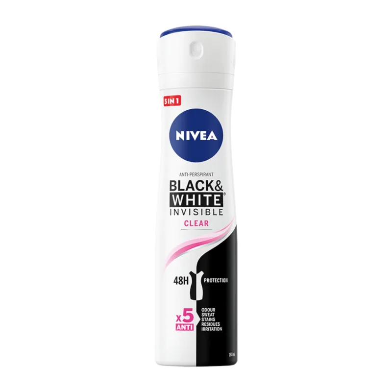 Nivea, spray antiperspirant, Invisible Black &amp; White, Transparent, 150 ml — preț și oferte