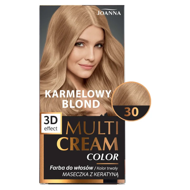 Joanna Multi Cream Color, vopsea de păr, 30 caramel blond, 1 bucată — preț și oferte