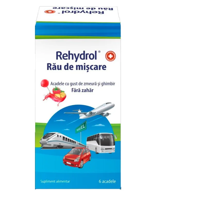 Rehydrol Acadele rau de miscare cu zmeura si ghimbir – 6 bucati – MBA Pharma — preț și oferte