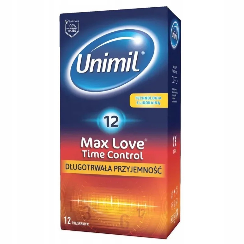 Unimil Max Love Time Control Prezervative din latex umezite, 12 bucăți — preț și oferte