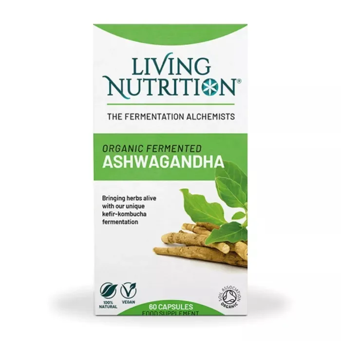 Ashwaganda Organic Fermented 600 mg, 60 capsule, Living Nutrition — preț și oferte