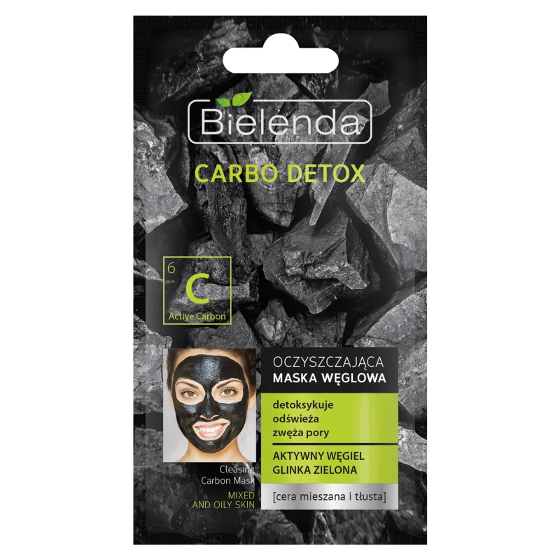 Bielenda Carbo Detox, mască purifiantă cu cărbune, piele mixtă și grasă, 8 g — preț și oferte