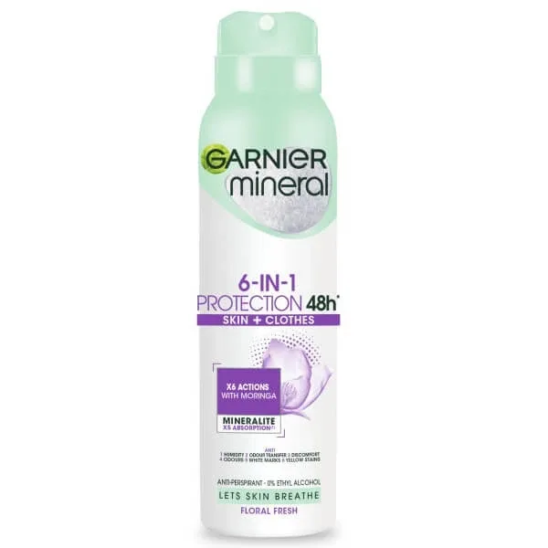 Spray antiperspirant Garnier Mineral 6-in-1 Protection Floral Fresh, 150ml — preț și oferte