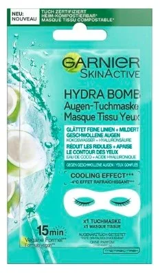 Garnier, Hydra Bomb, Mască pentru ochi, nucă de cocos, 1 buc — preț și oferte