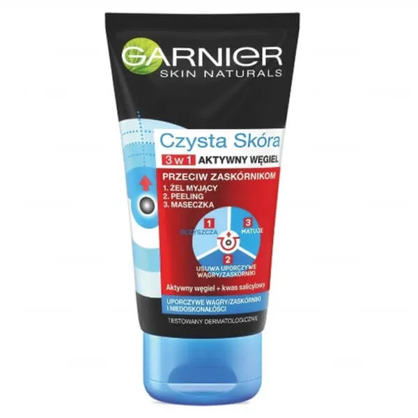 Garnier Clean Skin, gel de curățare + scrub + mască 3în1, Active Carbon, 150ml — preț și oferte