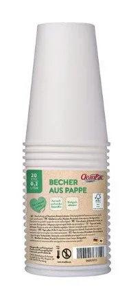 CleanPac, Pahar de hârtie, 0.2l, 20 bucăți