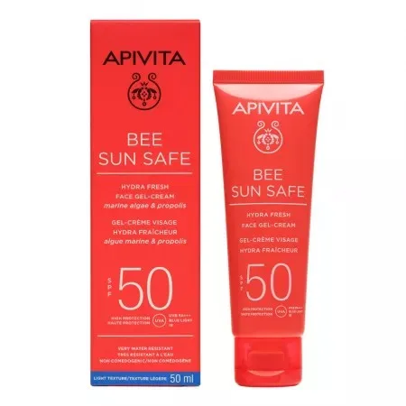 Bee Sun Safe Gel-crema fata HydraFresh SPF50, 50ml, Apivita — preț și oferte