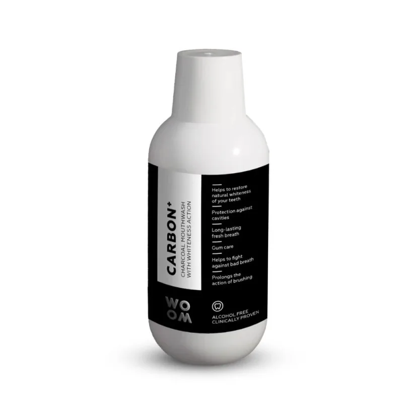 Woom Carbon+ Cărbune albire apă de gură cu dentină, 500ml — preț și oferte