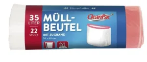 CleanPac, Saci de gunoi cu șnur 35l, 22 bucăți