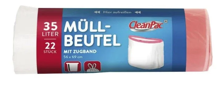 CleanPac, Saci de gunoi cu șnur 35l, 22 bucăți — preț și oferte