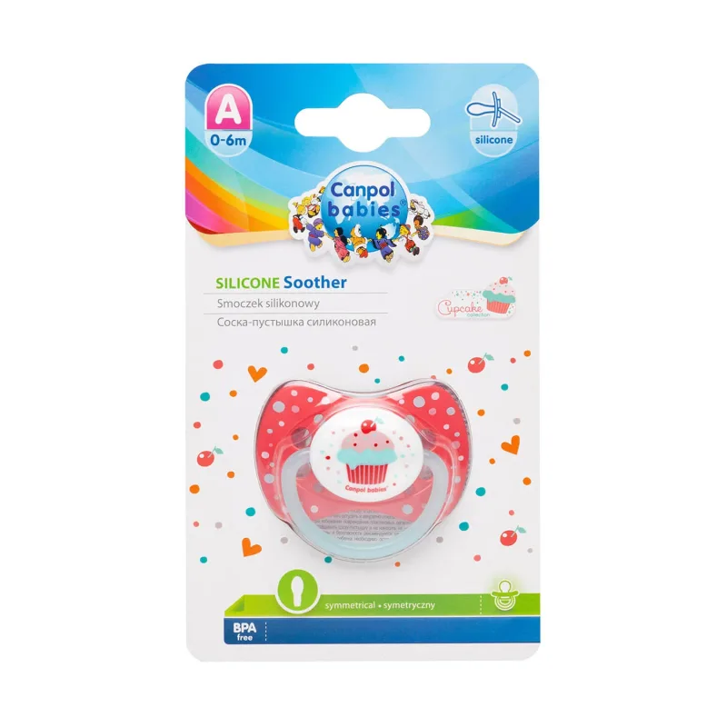Canpol, Suzetă din silicon, simetrică, 0-6m Cupcake 23/282, roz, 1 buc CANPOL BABIES — preț și oferte