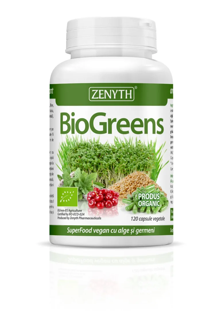BioGreens Organic cu germeni, alge si lastari, 120 capsule, Zenyth — preț și oferte