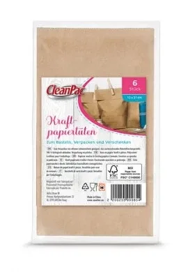 CleanPac, Kraft, Pungi de hârtie, 6 bucăți