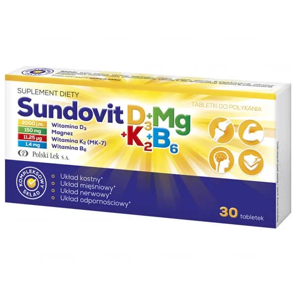 Sundovit D3 + Mg + K2 + B6, 30 comprimate SHORT DATE — preț și oferte