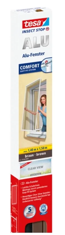 Tesa, Rama de fereastră paravan din aluminiu, 1,5m x 1,4m, Fag , 1 buc — preț și oferte