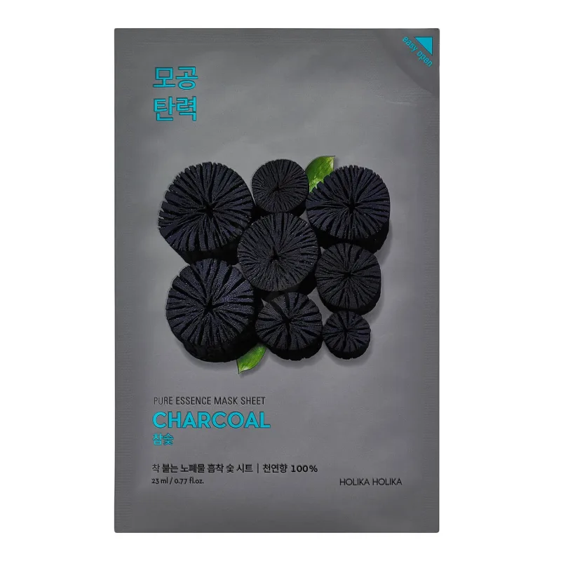 Holika Holika Pure Essence Mask Sheet Charcoal, mască de bumbac cu extract de cărbune, 23 ml — preț și oferte