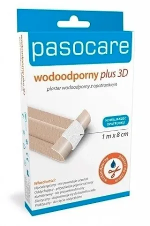 Plasturi, impermeabili cu pansament 3D Plus Pasocare, 1mx8cm, 10 buc x 10cmx8cm, 1 buc - Rezistență lungă!