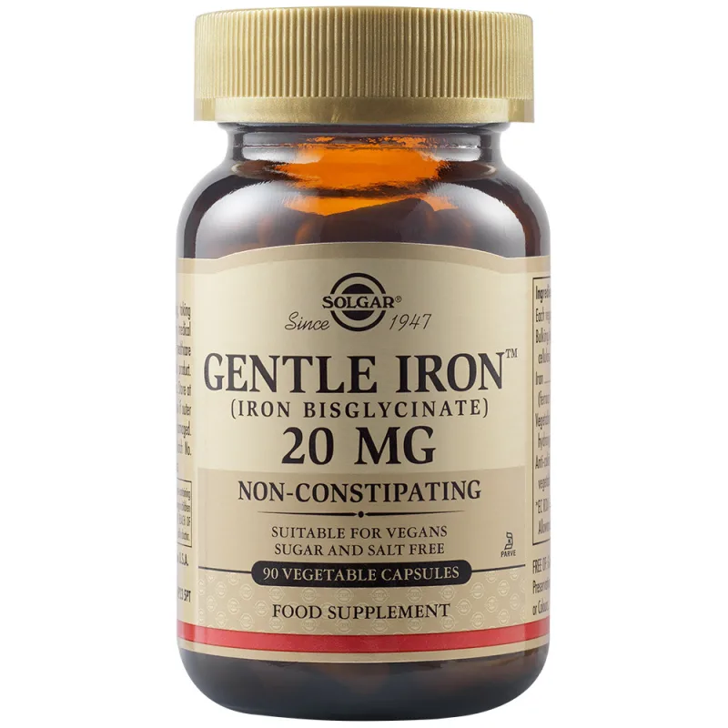 Fier cu actiune blanda Gentle Iron 20 mg, 90 capsule, Solgar — preț și oferte