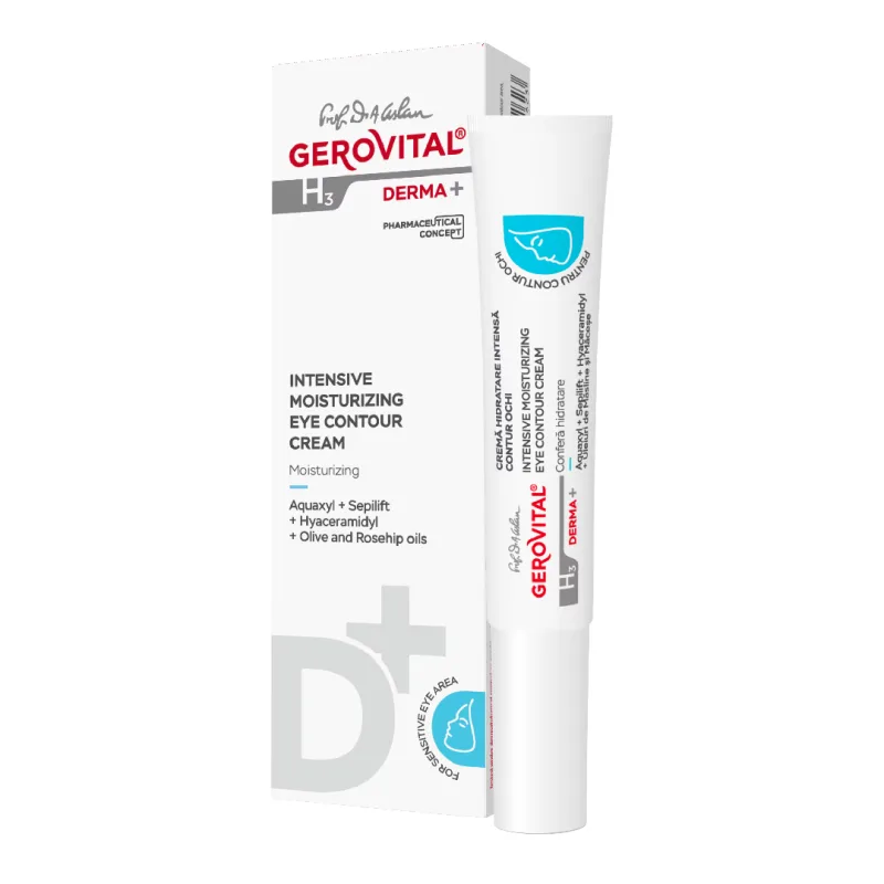 Crema conturi ochi pentru hidratare intensa H3 Derma+, 15 ml, Gerovital FARMEC — preț și oferte