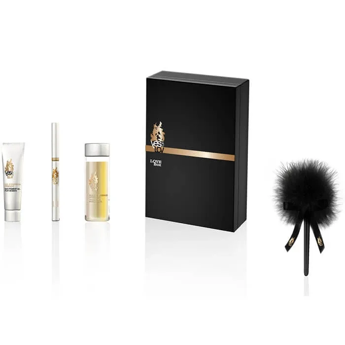 Yes For Lov Love Box Set Masau Oil 30ml + Creion de corp Wine + Gel de stimulare pentru femei 10g + Pană de stimulare — preț și oferte
