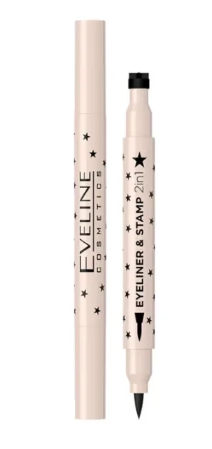 Eveline Cosmetics, Eyeliner cu timbru 2in1 nr. 1, stea, 1 buc