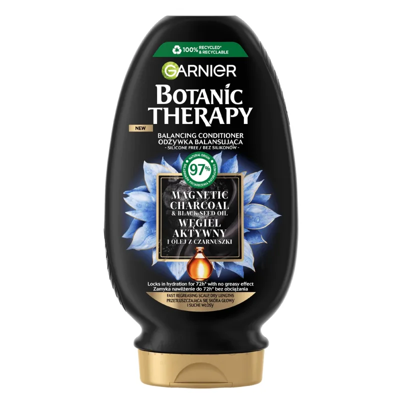 Garnier Botanic Therapy, balsam de echilibrare pentru păr uscat și scalp gras, cărbune activ, 200 ml — preț și oferte