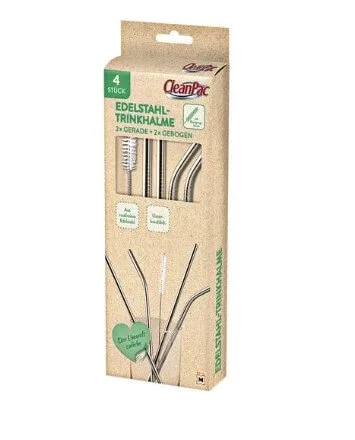 CleanPac, Sticle de băut din oțel inoxidabil + perie de curățare, 4 bucăți — preț și oferte