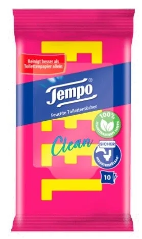 Tempo, hârtie igienică umedă, format de călătorie, 10 bucăți — preț și oferte