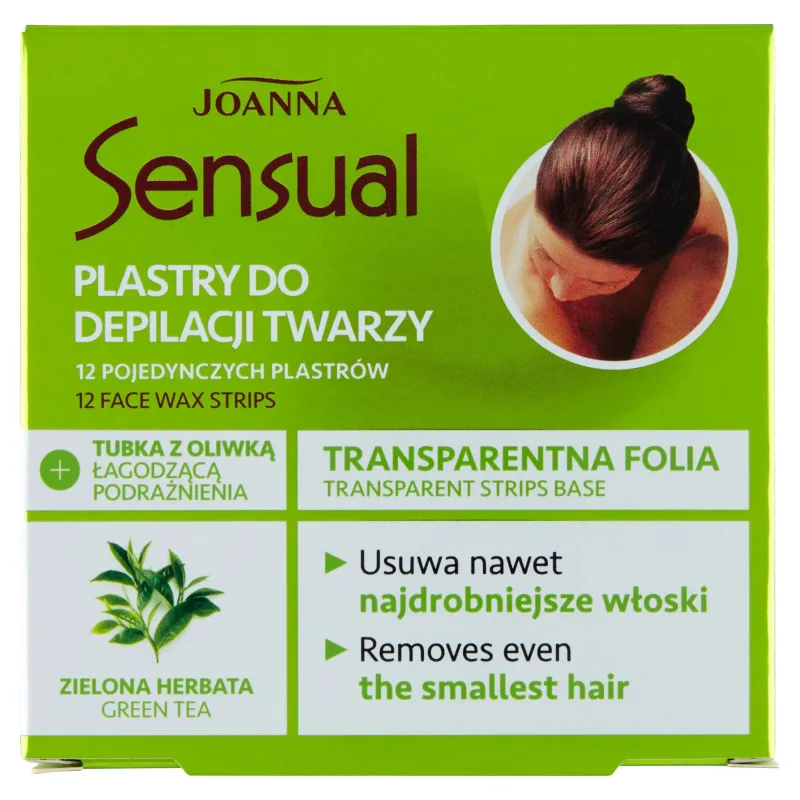 Joanna Sensual Facial Hair Removal Plasters Green Tea 12 buc + Tub de ulei 10ml — preț și oferte