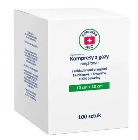 Tampoane de tifon neionic, 17 fire, 8 straturi, 10x10cm, ABC First Aid Kit, 100 bucăți Apteczka ABC — preț și oferte