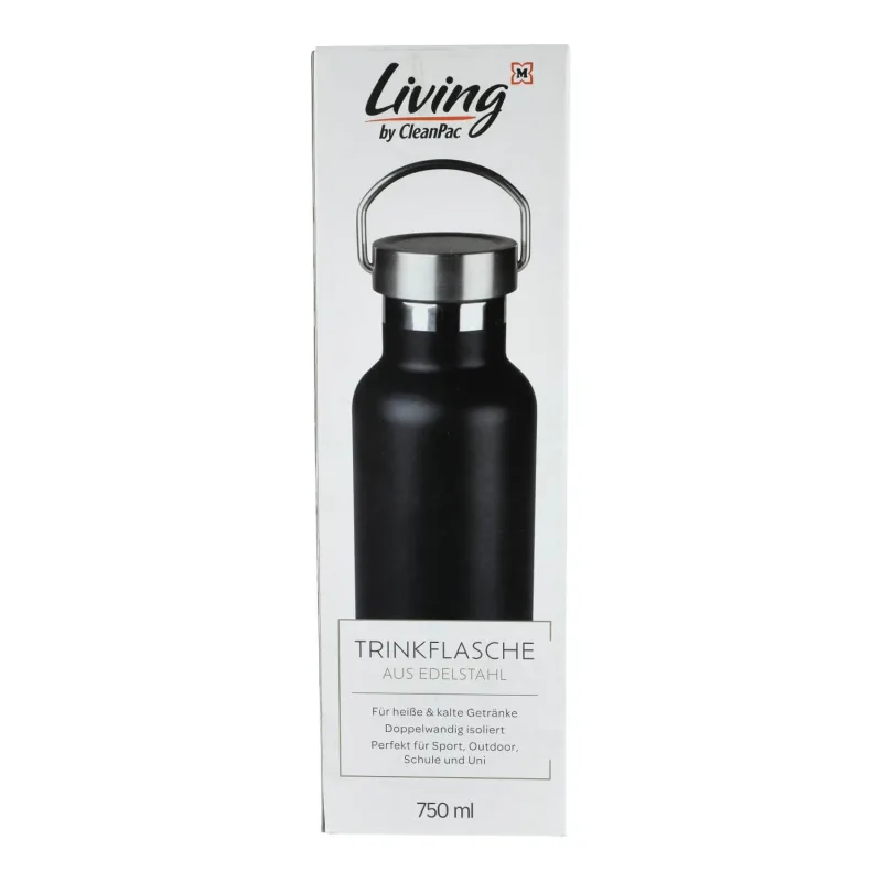 CleanPac, Sticlă din oțel inoxidabil, negru, 750ml — preț și oferte