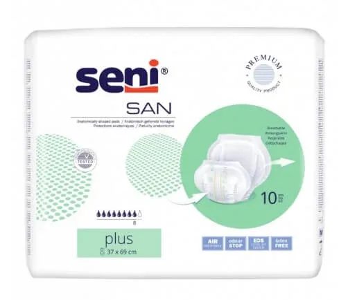 Seni San Plus Scutece anatomice, 10 buc - Durată lungă de viață! — preț și oferte