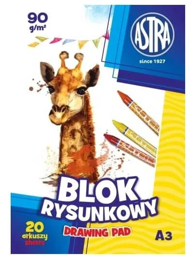 Bloc de desen 90g/m2 A3, 20 foi ASTRA — preț și oferte