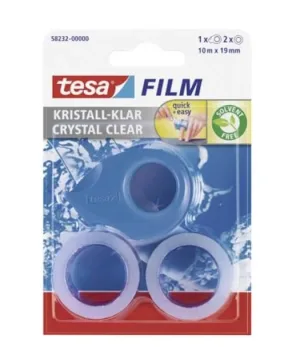 Tesa, Mini dispenser, culoare aleatorie + 2 ciucuri de 10 m x 19 mm, 1 set