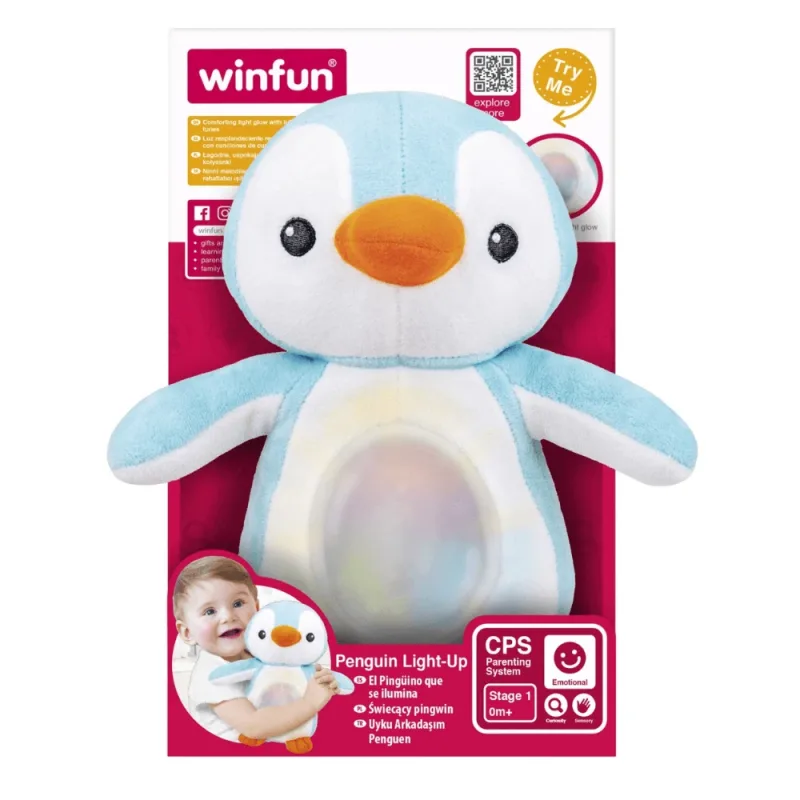 Jucarie Pinguin cu sunete si lumini, 0 luni+, Albastru, Winfun — preț și oferte