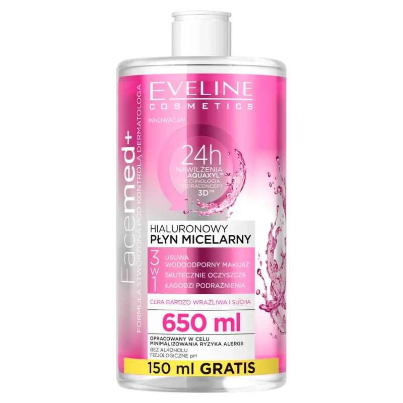 Eveline Facemed+ Hyaluronic Micellar Lotion 3in1, 650 ml — preț și oferte