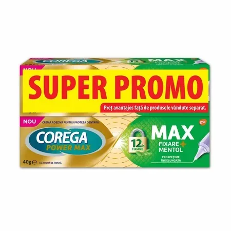 Corega Max Fixare+ Mentol pachet promotional 2x 40g — preț și oferte