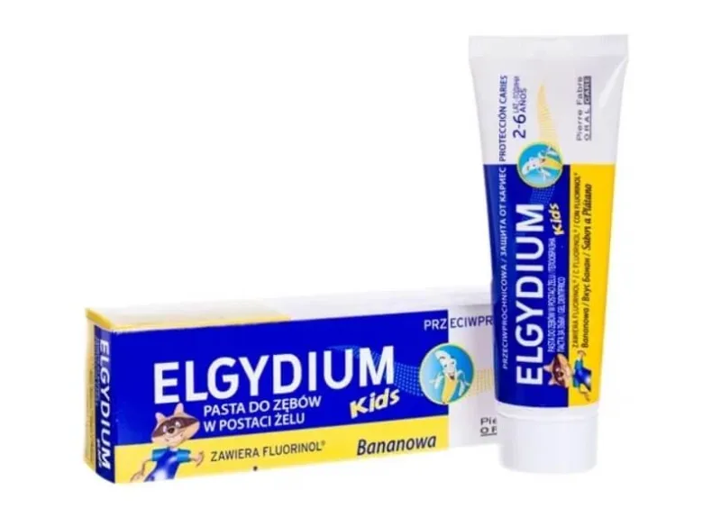 Elgydium Kids pastă de dinți împotriva cariilor dentare în aromă de banane 2-6 ani, 50 ml — preț și oferte