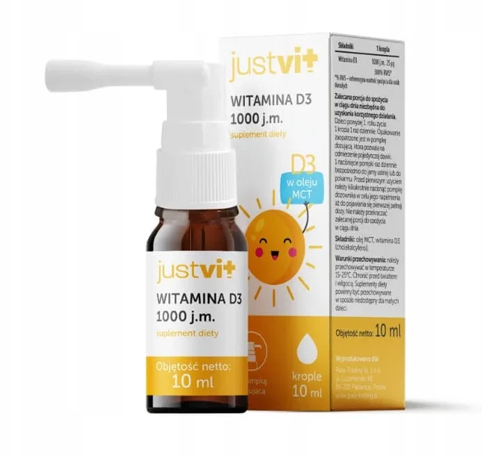 Justvit Vitamina D3 1000 UI, picături, 10 ml — preț și oferte