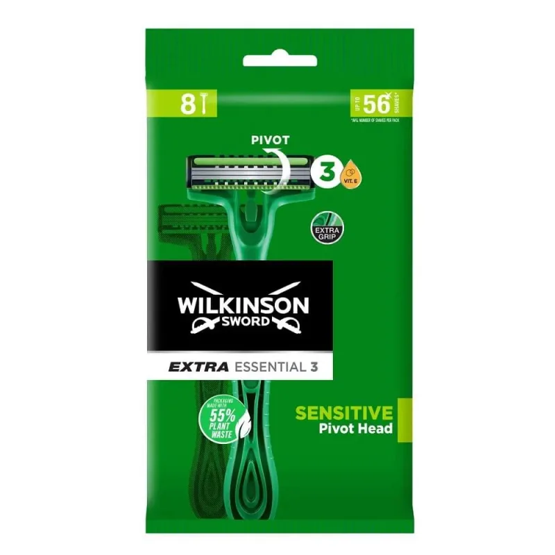 Wilkinson Extra Essential 3 Sensitive Aparat de ras de unică folosință pentru bărbați, 8 bucăți — preț și oferte