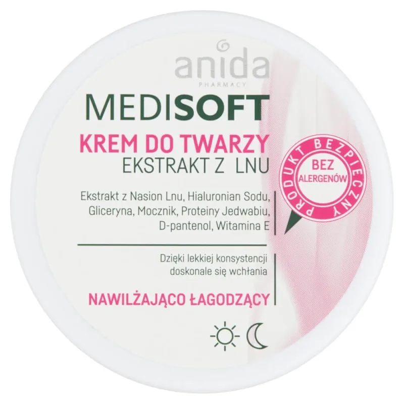 Anida Medisoft Cremă de față hidratantă și calmantă cu extract de in, 100 ml — preț și oferte